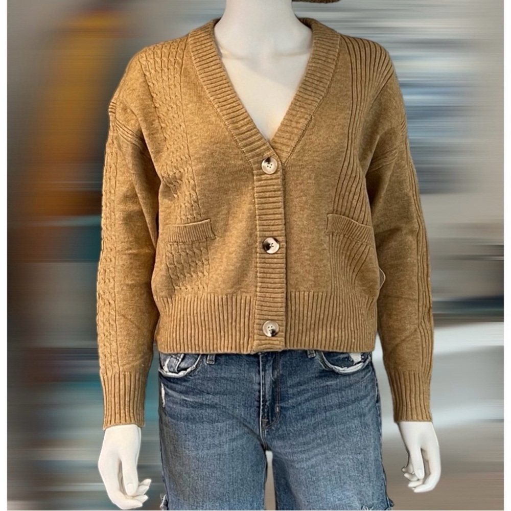 THINKABLE khaki brown cardigan size S M L - Picture 4 of 7